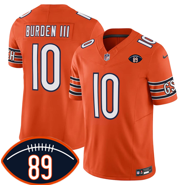 Men's Orange Chicago Bears #10 Luther Burden III 2026 F.U.S.E. With Mike Ditka 89 Patch Vapor Untouchable Limited Stitched Football Jersey